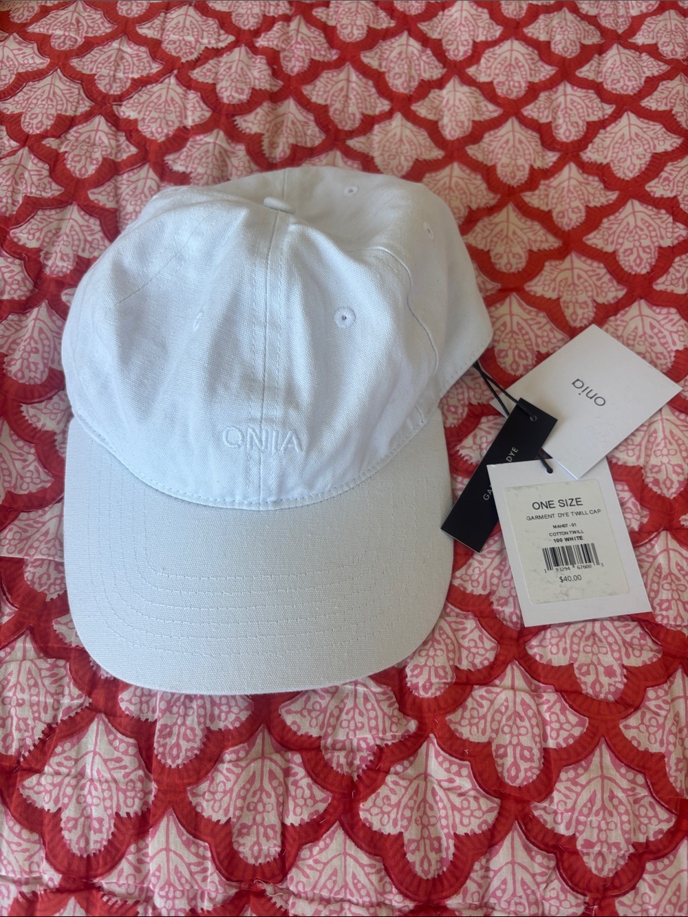 Onia White Cotton Kids Baseball Cap